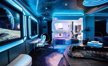 Luxurious hotel in space for holidays