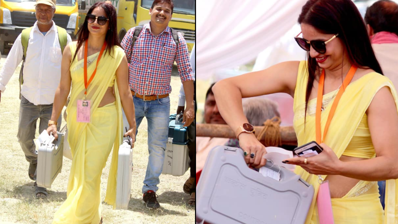 Reena Dwiwedi, Reena Dwivedi, Woman polling officer, Yellow Saree, Internet sensation, Lok Sabha polls, Lok Sabha elections, Lucknow, Uttar Pradesh, Regional news