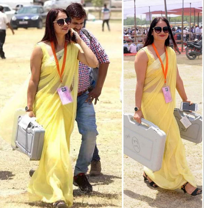 Reena Dwiwedi, Reena Dwivedi, Woman polling officer, Yellow Saree, Internet sensation, Lok Sabha polls, Lok Sabha elections, Lucknow, Uttar Pradesh, Regional news